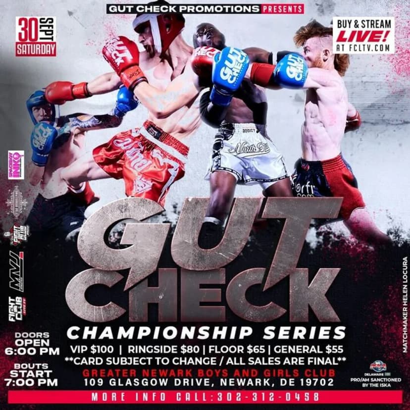 Poster for Gut Check Championship Series - Muay Thai & Kickboxing |  Sep 30, 2023
