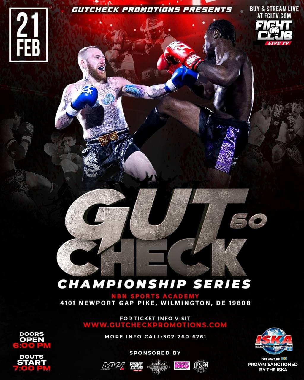 Gut Check Championship Series 60 - Delaware Muay Thai & Kickboxing | February 21st, 2026