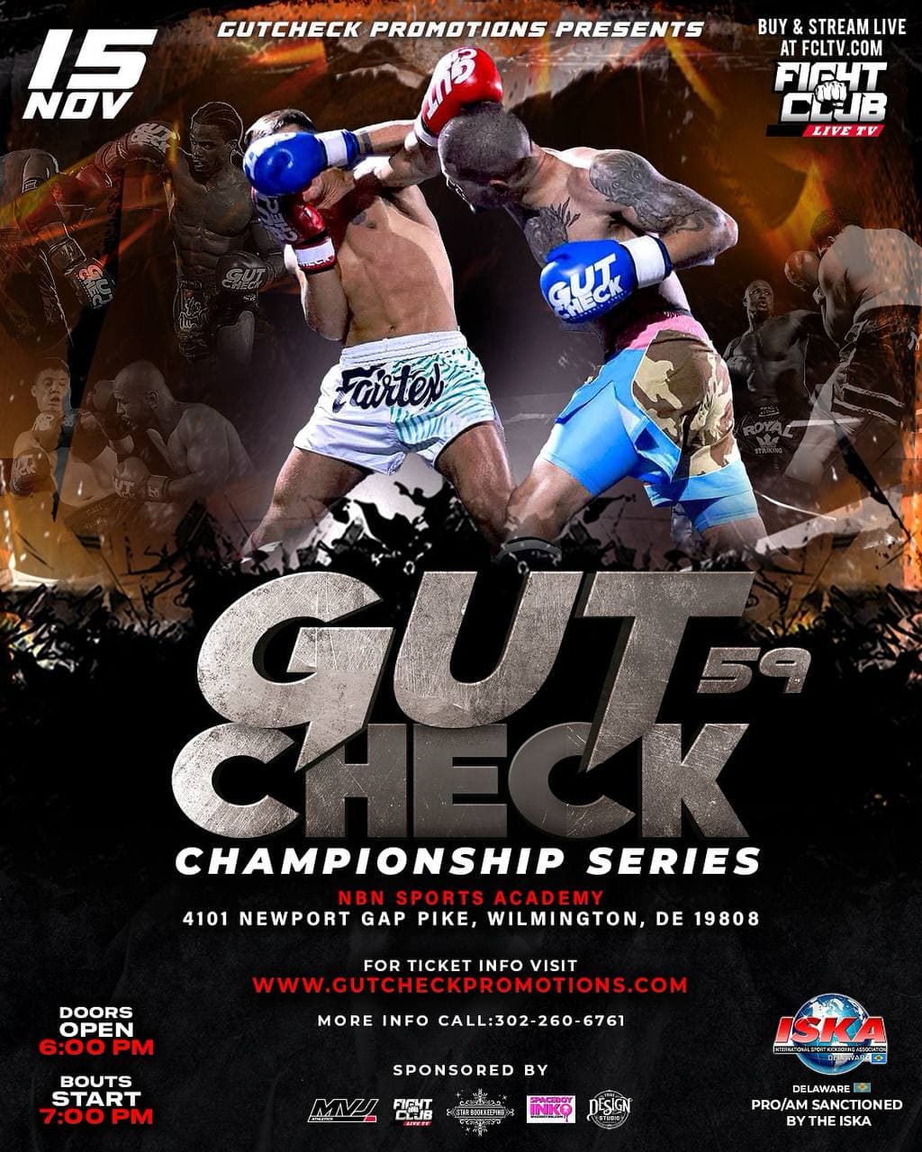 Gut Check Championship Series 59 - Delaware Muay Thai & Kickboxing | November 15th, 2025